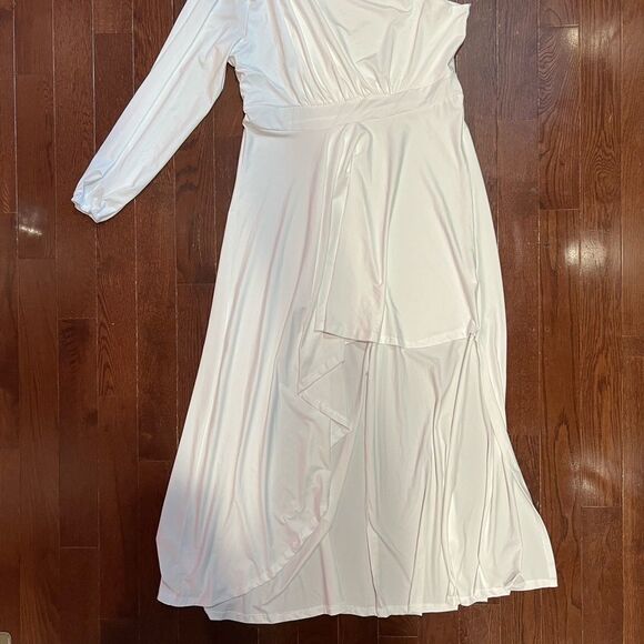 IyMoo Womens Sexy Plus Size Long Sleeve Ruched Elegant High Low Maxi Dress - Picture 9 of 15